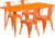 Commercial Grade 31.5" x 63" Rectangular Orange Metal Indoor-Outdoor Table Set with 4 Stack Chairs Commercial Grade 31.5" x 63" Rectangular Orange Metal Indoor-Outdoor Table Set with 4 Stack Chairs
