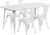Commercial Grade 31.5" x 63" Rectangular White Metal Indoor-Outdoor Table Set with 4 Stack Chairs Commercial Grade 31.5" x 63" Rectangular White Metal Indoor-Outdoor Table Set with 4 Stack Chairs