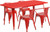 Commercial Grade 31.5" x 63" Rectangular Red Metal Indoor-Outdoor Table Set with 4 Arm Chairs Commercial Grade 31.5" x 63" Rectangular Red Metal Indoor-Outdoor Table Set with 4 Arm Chairs