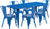 Commercial Grade 31.5" x 63" Rectangular Blue Metal Indoor-Outdoor Table Set with 6 Stack Chairs Commercial Grade 31.5" x 63" Rectangular Blue Metal Indoor-Outdoor Table Set with 6 Stack Chairs