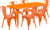 Commercial Grade 31.5" x 63" Rectangular Orange Metal Indoor-Outdoor Table Set with 6 Stack Chairs Commercial Grade 31.5" x 63" Rectangular Orange Metal Indoor-Outdoor Table Set with 6 Stack Chairs