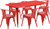 Commercial Grade 31.5" x 63" Rectangular Red Metal Indoor-Outdoor Table Set with 6 Arm Chairs Commercial Grade 31.5" x 63" Rectangular Red Metal Indoor-Outdoor Table Set with 6 Arm Chairs
