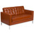 HERCULES Lacey Series Contemporary Cognac LeatherSoft Loveseat with Stainless Steel Frame HERCULES Lacey Series Contemporary Cognac LeatherSoft Loveseat with Stainless Steel Frame