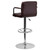 Contemporary Brown Quilted Vinyl Adjustable Height Barstool with Arms and Chrome Base Contemporary Brown Quilted Vinyl Adjustable Height Barstool with Arms and Chrome Base