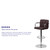 Contemporary Brown Quilted Vinyl Adjustable Height Barstool with Arms and Chrome Base Contemporary Brown Quilted Vinyl Adjustable Height Barstool with Arms and Chrome Base