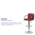 Contemporary Burgundy Quilted Vinyl Adjustable Height Barstool with Arms and Chrome Base Contemporary Burgundy Quilted Vinyl Adjustable Height Barstool with Arms and Chrome Base