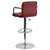 Contemporary Burgundy Quilted Vinyl Adjustable Height Barstool with Arms and Chrome Base Contemporary Burgundy Quilted Vinyl Adjustable Height Barstool with Arms and Chrome Base