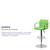 Contemporary Green Quilted Vinyl Adjustable Height Barstool with Arms and Chrome Base Contemporary Green Quilted Vinyl Adjustable Height Barstool with Arms and Chrome Base