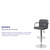 Contemporary Gray Quilted Vinyl Adjustable Height Barstool with Arms and Chrome Base Contemporary Gray Quilted Vinyl Adjustable Height Barstool with Arms and Chrome Base