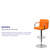 Contemporary Orange Quilted Vinyl Adjustable Height Barstool with Arms and Chrome Base Contemporary Orange Quilted Vinyl Adjustable Height Barstool with Arms and Chrome Base