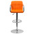 Contemporary Orange Quilted Vinyl Adjustable Height Barstool with Arms and Chrome Base Contemporary Orange Quilted Vinyl Adjustable Height Barstool with Arms and Chrome Base