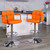 Contemporary Orange Quilted Vinyl Adjustable Height Barstool with Arms and Chrome Base Contemporary Orange Quilted Vinyl Adjustable Height Barstool with Arms and Chrome Base