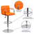 Contemporary Orange Quilted Vinyl Adjustable Height Barstool with Arms and Chrome Base Contemporary Orange Quilted Vinyl Adjustable Height Barstool with Arms and Chrome Base