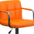 Contemporary Orange Quilted Vinyl Adjustable Height Barstool with Arms and Chrome Base Contemporary Orange Quilted Vinyl Adjustable Height Barstool with Arms and Chrome Base