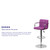 Contemporary Purple Quilted Vinyl Adjustable Height Barstool with Arms and Chrome Base Contemporary Purple Quilted Vinyl Adjustable Height Barstool with Arms and Chrome Base
