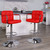 Contemporary Red Quilted Vinyl Adjustable Height Barstool with Arms and Chrome Base Contemporary Red Quilted Vinyl Adjustable Height Barstool with Arms and Chrome Base