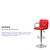 Contemporary Red Quilted Vinyl Adjustable Height Barstool with Arms and Chrome Base Contemporary Red Quilted Vinyl Adjustable Height Barstool with Arms and Chrome Base