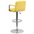 Contemporary Yellow Quilted Vinyl Adjustable Height Barstool with Arms and Chrome Base Contemporary Yellow Quilted Vinyl Adjustable Height Barstool with Arms and Chrome Base