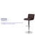 Contemporary Brown Vinyl Adjustable Height Barstool with Vertical Stitch Back/Seat and Chrome Base Contemporary Brown Vinyl Adjustable Height Barstool with Vertical Stitch Back/Seat and Chrome Base