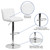 Contemporary White Vinyl Adjustable Height Barstool with Vertical Stitch Back/Seat and Chrome Base Contemporary White Vinyl Adjustable Height Barstool with Vertical Stitch Back/Seat and Chrome Base