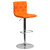 Contemporary Button Tufted Orange Vinyl Adjustable Height Barstool with Chrome Base Contemporary Button Tufted Orange Vinyl Adjustable Height Barstool with Chrome Base