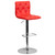 Contemporary Button Tufted Red Vinyl Adjustable Height Barstool with Chrome Base Contemporary Button Tufted Red Vinyl Adjustable Height Barstool with Chrome Base