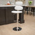 Contemporary White Vinyl Adjustable Height Barstool with Ellipse Back and Chrome Base Contemporary White Vinyl Adjustable Height Barstool with Ellipse Back and Chrome Base