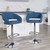 Contemporary Blue Fabric Adjustable Height Barstool with Rounded Mid-Back and Chrome Base Contemporary Blue Fabric Adjustable Height Barstool with Rounded Mid-Back and Chrome Base