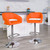 Contemporary Orange Vinyl Adjustable Height Barstool with Rounded Mid-Back and Chrome Base Contemporary Orange Vinyl Adjustable Height Barstool with Rounded Mid-Back and Chrome Base