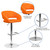 Contemporary Orange Vinyl Adjustable Height Barstool with Rounded Mid-Back and Chrome Base Contemporary Orange Vinyl Adjustable Height Barstool with Rounded Mid-Back and Chrome Base
