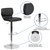 Contemporary Black Vinyl Adjustable Height Barstool with Vertical Stitch Back and Chrome Base Contemporary Black Vinyl Adjustable Height Barstool with Vertical Stitch Back and Chrome Base