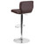 Contemporary Brown Vinyl Adjustable Height Barstool with Vertical Stitch Back and Chrome Base Contemporary Brown Vinyl Adjustable Height Barstool with Vertical Stitch Back and Chrome Base