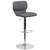 Contemporary Gray Vinyl Adjustable Height Barstool with Vertical Stitch Back and Chrome Base Contemporary Gray Vinyl Adjustable Height Barstool with Vertical Stitch Back and Chrome Base