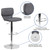 Contemporary Gray Vinyl Adjustable Height Barstool with Vertical Stitch Back and Chrome Base Contemporary Gray Vinyl Adjustable Height Barstool with Vertical Stitch Back and Chrome Base