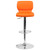 Contemporary Orange Vinyl Adjustable Height Barstool with Vertical Stitch Back and Chrome Base Contemporary Orange Vinyl Adjustable Height Barstool with Vertical Stitch Back and Chrome Base