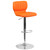 Contemporary Orange Vinyl Adjustable Height Barstool with Vertical Stitch Back and Chrome Base Contemporary Orange Vinyl Adjustable Height Barstool with Vertical Stitch Back and Chrome Base