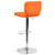 Contemporary Orange Vinyl Adjustable Height Barstool with Vertical Stitch Back and Chrome Base Contemporary Orange Vinyl Adjustable Height Barstool with Vertical Stitch Back and Chrome Base