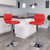 Contemporary Red Vinyl Adjustable Height Barstool with Vertical Stitch Back and Chrome Base Contemporary Red Vinyl Adjustable Height Barstool with Vertical Stitch Back and Chrome Base