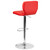 Contemporary Red Vinyl Adjustable Height Barstool with Vertical Stitch Back and Chrome Base Contemporary Red Vinyl Adjustable Height Barstool with Vertical Stitch Back and Chrome Base