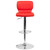 Contemporary Red Vinyl Adjustable Height Barstool with Vertical Stitch Back and Chrome Base Contemporary Red Vinyl Adjustable Height Barstool with Vertical Stitch Back and Chrome Base