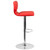 Contemporary Red Vinyl Adjustable Height Barstool with Vertical Stitch Back and Chrome Base Contemporary Red Vinyl Adjustable Height Barstool with Vertical Stitch Back and Chrome Base