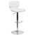 Contemporary White Vinyl Adjustable Height Barstool with Vertical Stitch Back and Chrome Base Contemporary White Vinyl Adjustable Height Barstool with Vertical Stitch Back and Chrome Base