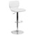 Contemporary White Vinyl Adjustable Height Barstool with Vertical Stitch Back and Chrome Base Contemporary White Vinyl Adjustable Height Barstool with Vertical Stitch Back and Chrome Base