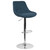 Contemporary Blue Fabric Adjustable Height Barstool with Chrome Base Contemporary Blue Fabric Adjustable Height Barstool with Chrome Base