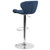 Contemporary Blue Fabric Adjustable Height Barstool with Curved Back and Chrome Base Contemporary Blue Fabric Adjustable Height Barstool with Curved Back and Chrome Base