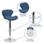 Contemporary Blue Fabric Adjustable Height Barstool with Curved Back and Chrome Base Contemporary Blue Fabric Adjustable Height Barstool with Curved Back and Chrome Base