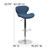 Contemporary Blue Fabric Adjustable Height Barstool with Curved Back and Chrome Base Contemporary Blue Fabric Adjustable Height Barstool with Curved Back and Chrome Base