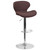 Contemporary Brown Fabric Adjustable Height Barstool with Curved Back and Chrome Base Contemporary Brown Fabric Adjustable Height Barstool with Curved Back and Chrome Base