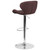 Contemporary Brown Fabric Adjustable Height Barstool with Curved Back and Chrome Base Contemporary Brown Fabric Adjustable Height Barstool with Curved Back and Chrome Base