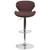 Contemporary Brown Fabric Adjustable Height Barstool with Curved Back and Chrome Base Contemporary Brown Fabric Adjustable Height Barstool with Curved Back and Chrome Base